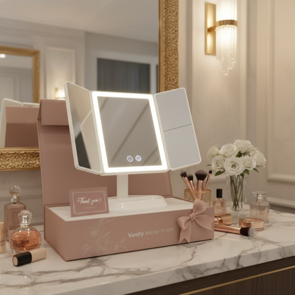 Trifold LED Makeup Mirror